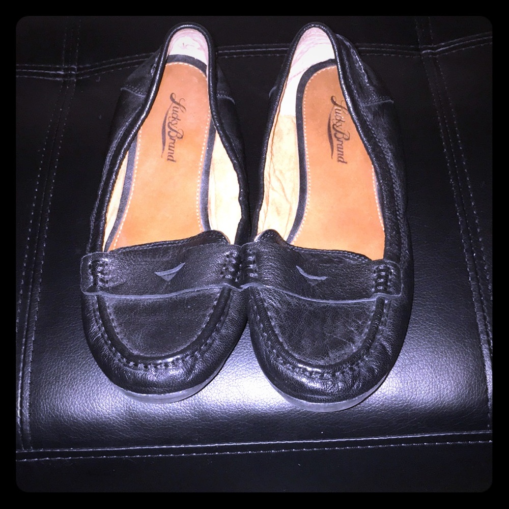 EUC Sz 7.5 Lucky Branch black leather loafer